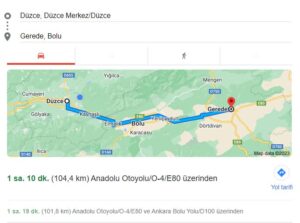 Düzce Gerede Arası Kaç Km?